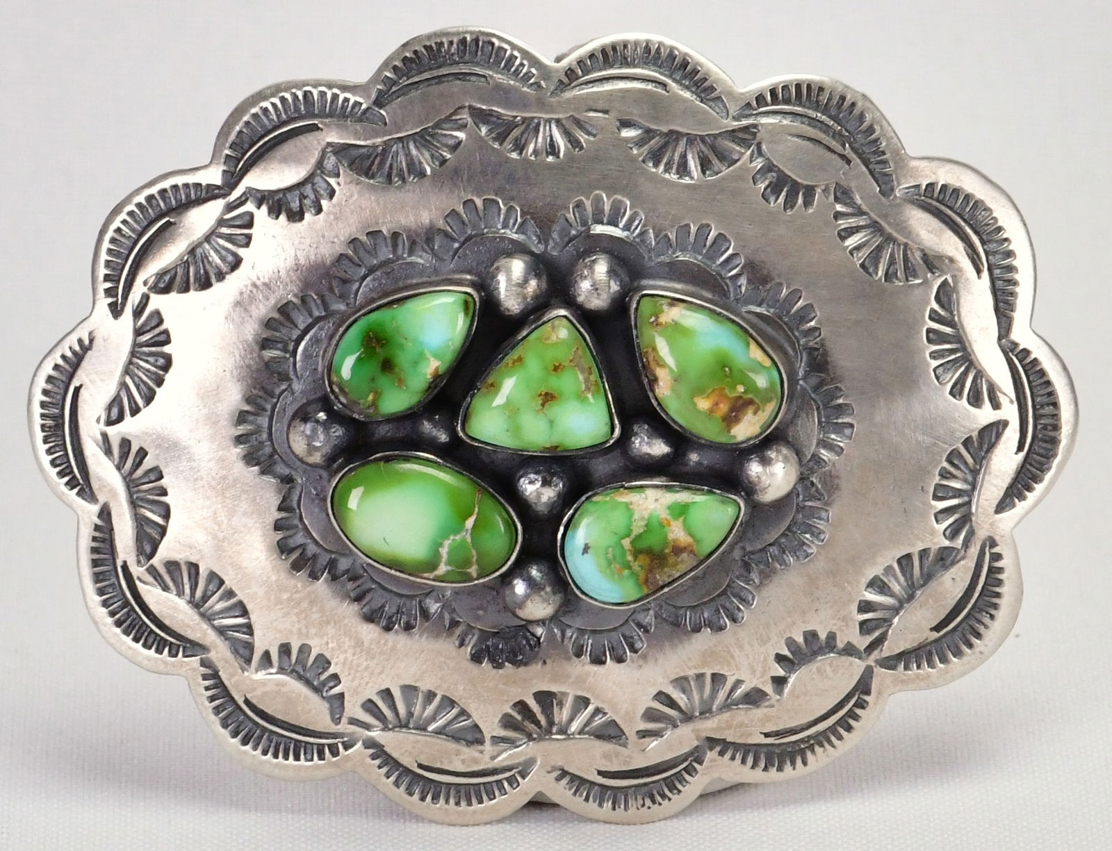 Chimney Butte Sterling Silver Heavy Sonoran Gold Turquoise Belt Buckle (1 of 3)