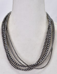 Native American 5 Strand Bench Bead Necklace - 24" Long