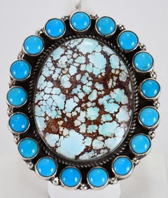 Geraldine James Large Golden Hills & Sleeping Beauty Turquoise Ring - Adjustable