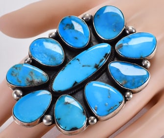 Amazing Huge Andy Cadman Easter Blue Turquoise Statement Ring - Size 8