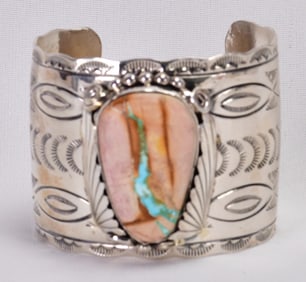 Michael Thomas, Jr. Unusual Boulder Turquoise Large Cuff Bracelet