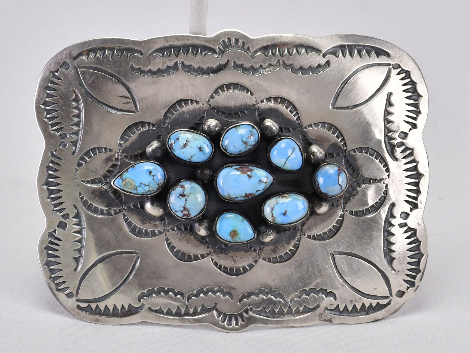 Chimney Butte Sterling Silver Golden Hills Turquoise Belt Buckle (1 of 4)