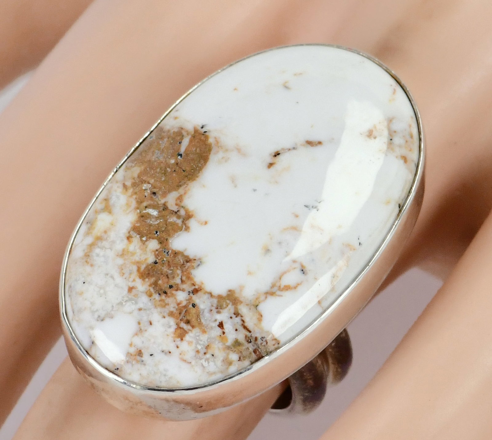 Benjamin Martinez Sterling Silver Wild Horse Turquoise Ring - Size 6.5: Sterling Silver| Benjamin Martinez Sterling Silver Wild Horse Turquoise Ring| Genuine Wild Horse Turquoise| Measures 1.5" Long x 1" Wide| This ring has a chunky polished Oval Domed Stone| Hallmarked "