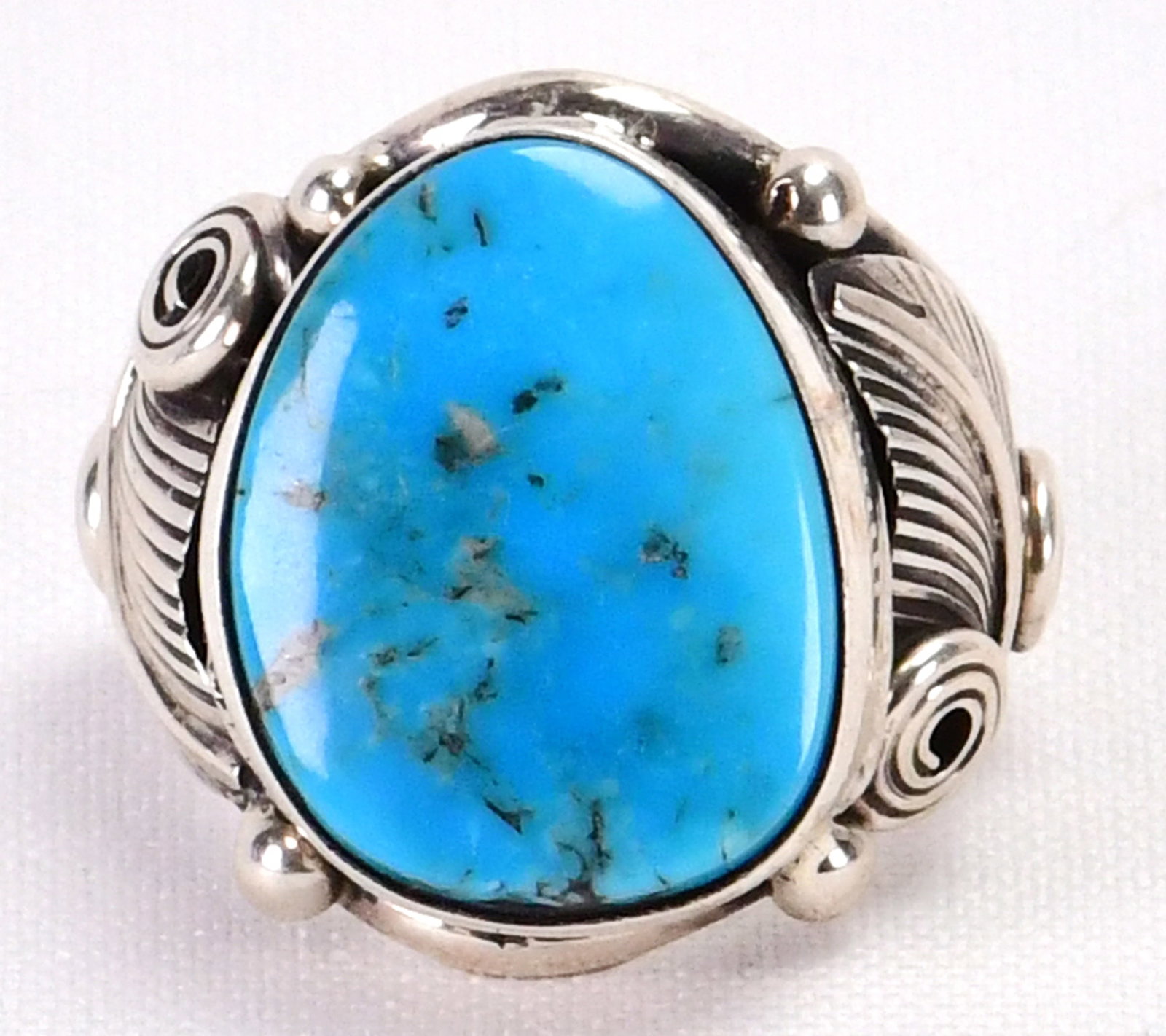 Native American Sterling Silver Red Mountain Turquoise Men's Ring - Size 10: Sterling Silver| Native American Sterling Silver Red Mountain Turquoise Men's Ring| Genuine Red Mountain Turquoise| Measures 1" Long x 1 1/8" Wide| Hallmarked "HS"| Weighs 15.4 Grams| Size 10| Native