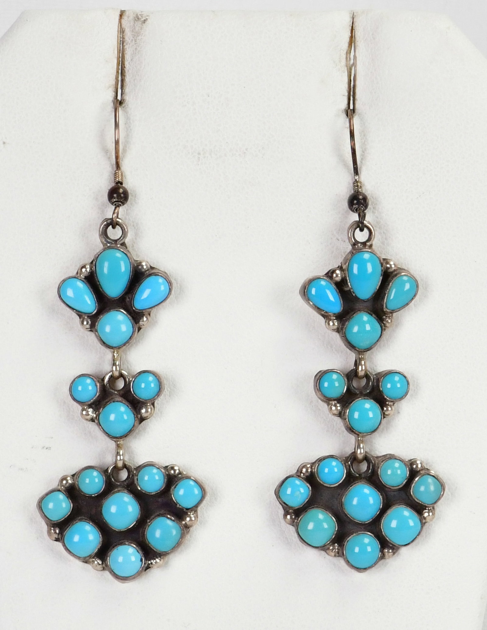 Vintage, Emma Lincoln Sterling Silver Sleeping Beauty Turquoise Earrings: Sterling Silver| Vintage Emma Lincoln Sterling Silver Sleeping Beauty Turquoise Earrings| Rare Find - All the Sleeping Beauty Stones are matched in Color| Genuine Sleeping Beauty Turquoise| Measures 2