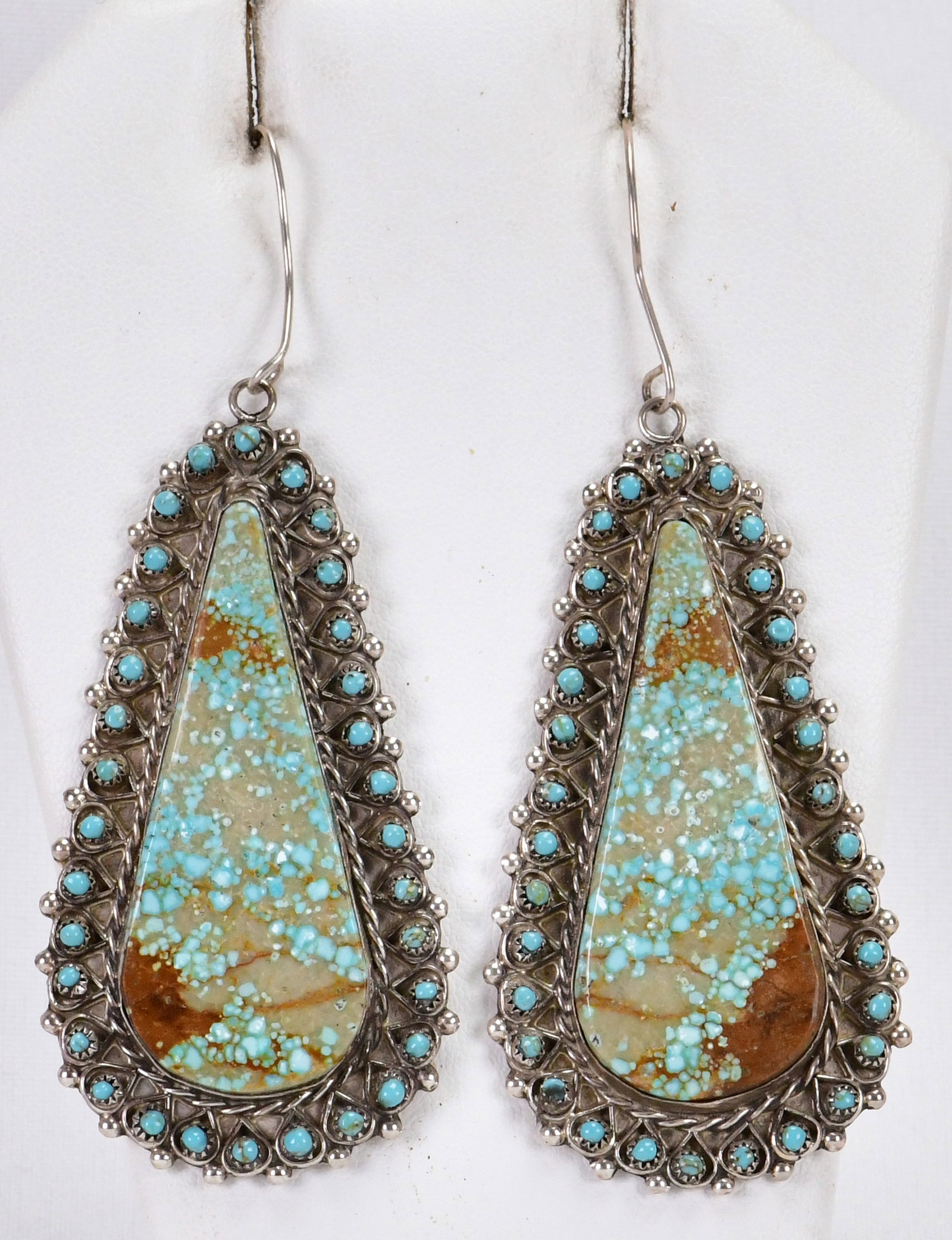Jesse Johnson Amazing Sterling, No. 8, and Sleeping Beauty Turquoise Large Earrings: Sterling Silver| Jesse Johnson Amazing Sterling Silver Number 8 and Sleeping Beauty Turquoise Large Earrings| Meticulously Handcrafted with Natural Sleeping Beauty Turquoise Halo| Genuine Number 8, Ge