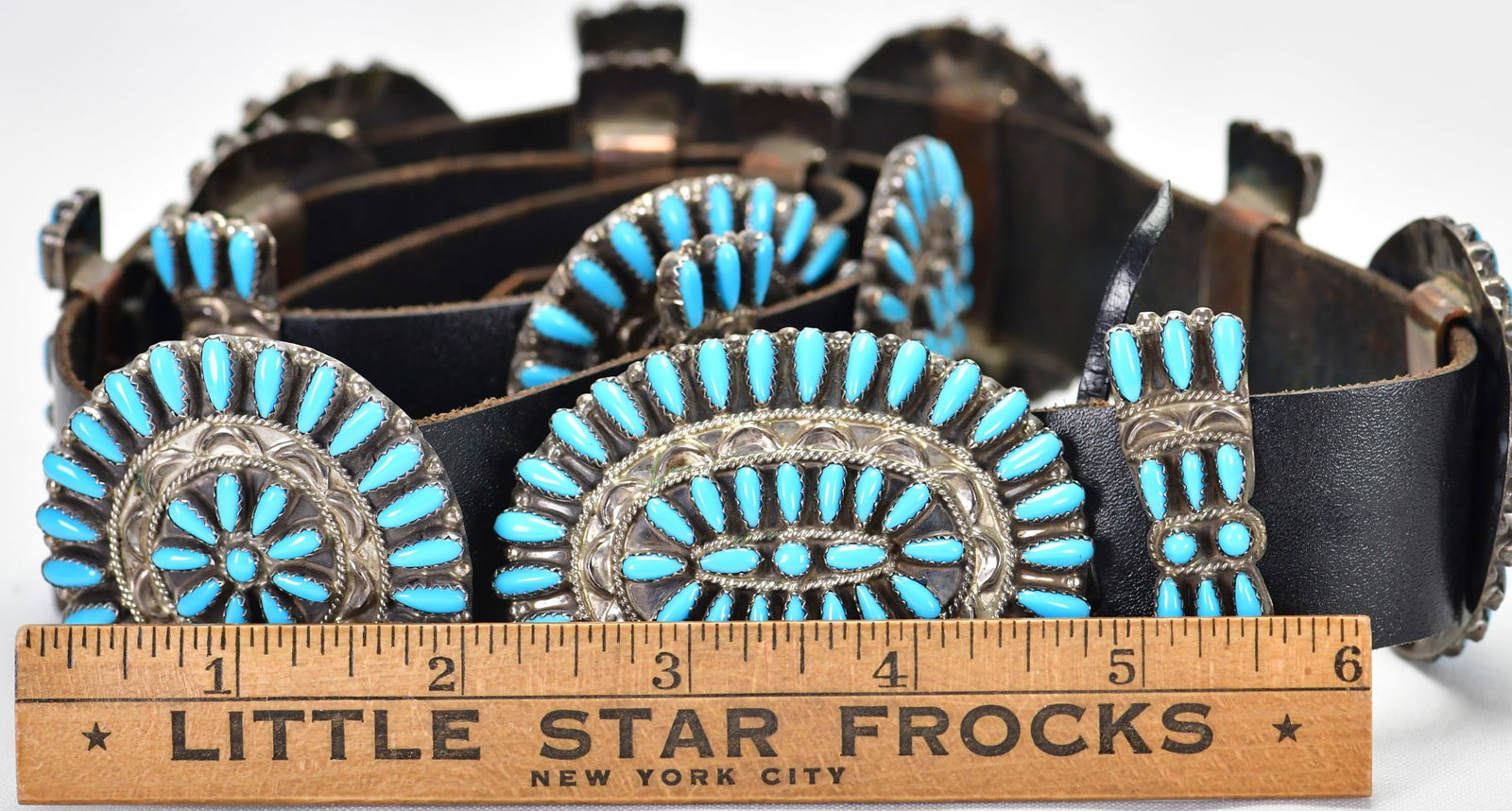 Native American, Zuni, Sterling Silver Cluster Concho Belt - 42" Long - 3