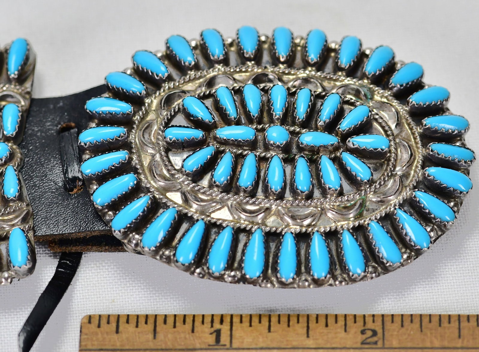 Native American, Zuni, Sterling Silver Cluster Concho Belt - 42" Long - 4