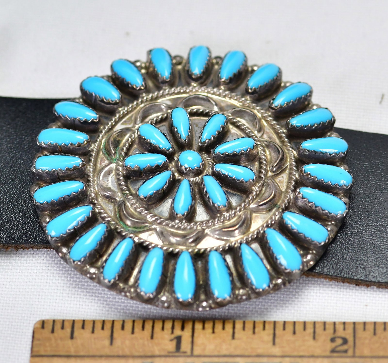 Native American, Zuni, Sterling Silver Cluster Concho Belt - 42" Long - 5