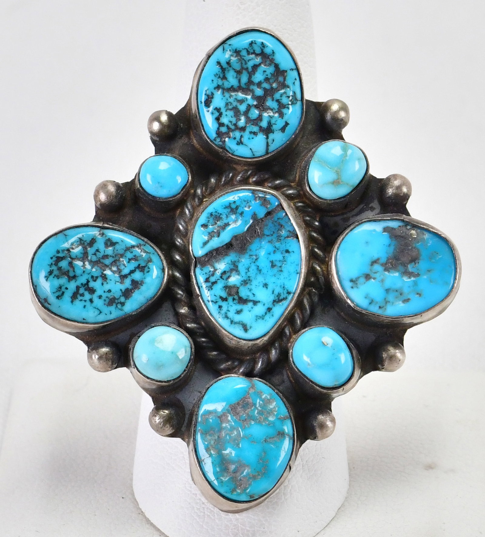 Native American Sterling Silver KIngman Turquoise Ring - Size 9 (1 of 5)