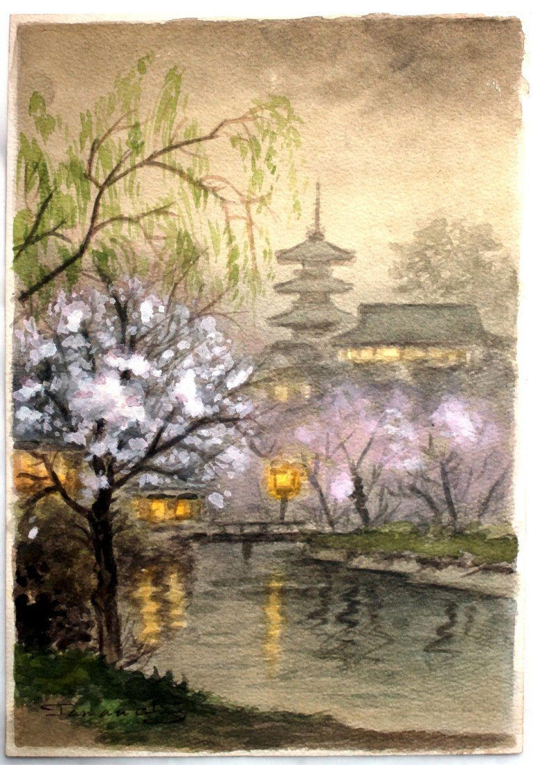 Fukutaro Terauchi: Spring Blooming. Watercolor c.1950s (1 of 5)