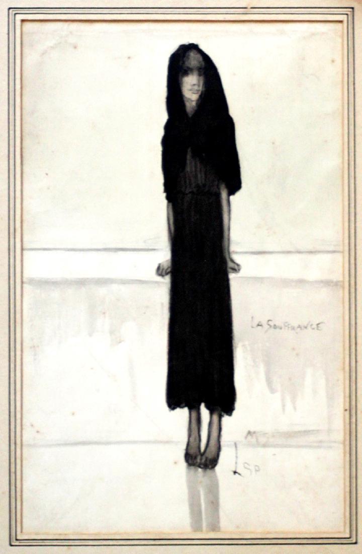 Louis Sparre: Le Souffrance. c1920, Watercolor, Signed (1 of 7)
