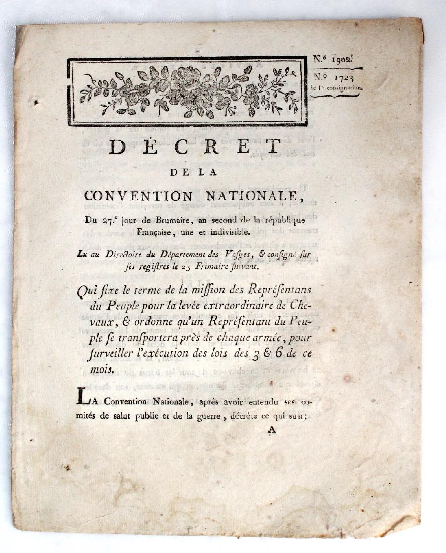 French Revolution Convention Decree, Nov. 1793 (1 of 3)
