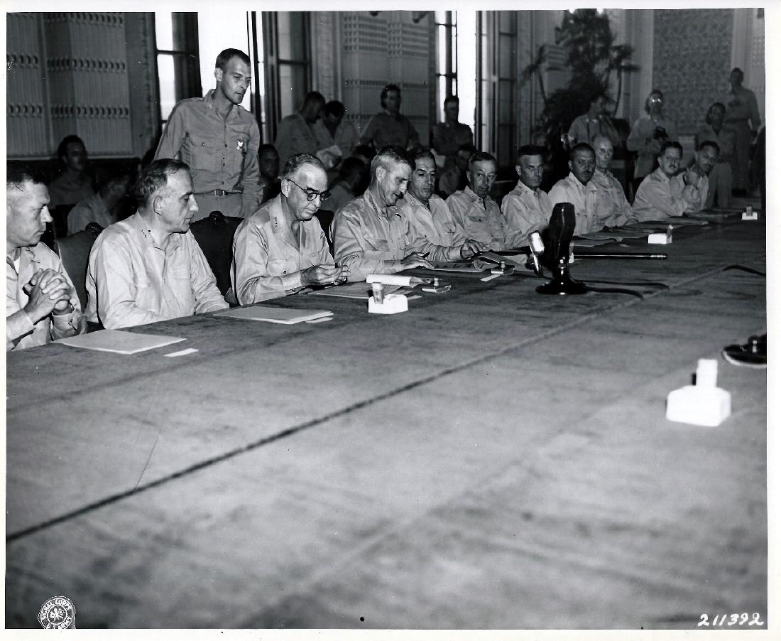 Lt.Gen John Hodge Signs Japan Surrender. Keijo, Korea (1 of 3)