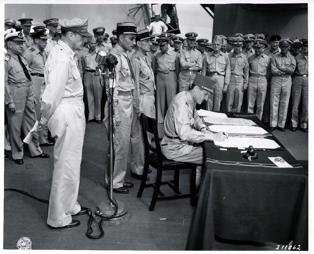 Gen. LeClerc Sign Japanese Surrender USSC 1945 (1 of 3)