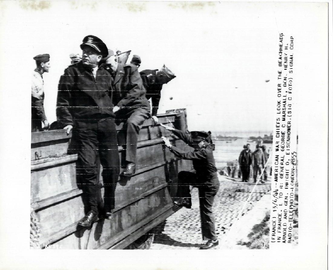 Gen. Eisenhower, Arnold & Marshall. Normandy 6.13.1944: Original Authentic Radio Telephoto 13/6/1944.