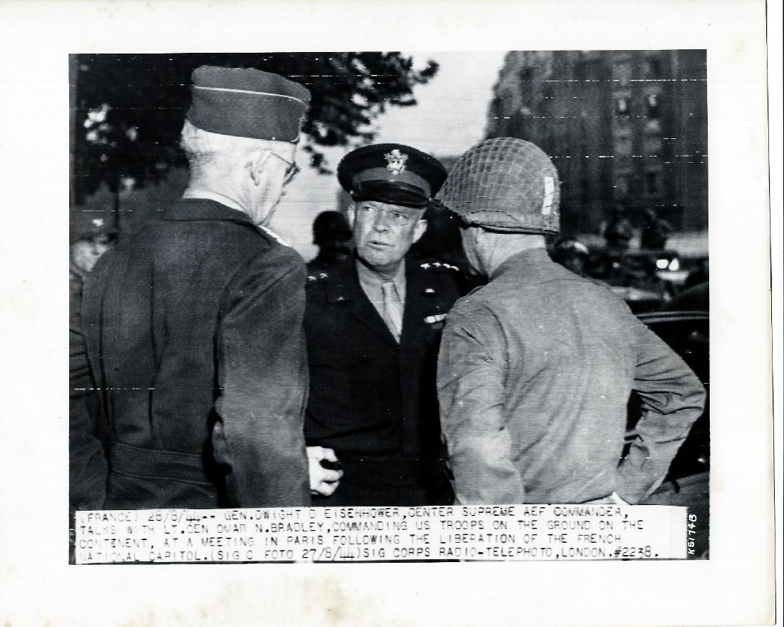 Eisenhower & Omar Bradley, Liberated Paris. 8.27.1944 (1 of 3)