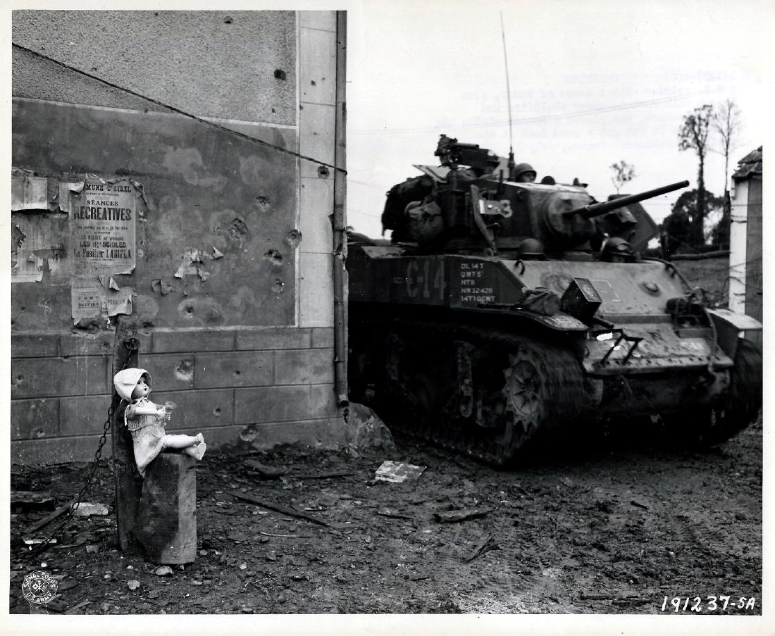July 1944. French Doll & U.S. Tank under German Fire (1 of 3)