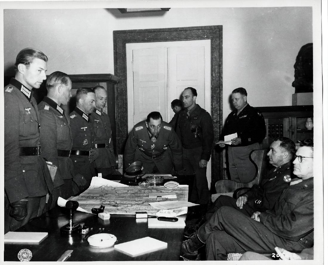 Gen. Foertsch rep of FM Kesselring Surrender. 5.5.45: Original Authentic 1945 W.W.II. U.S. Signal Corps Photo 205852 of Nazi Surrender.Lt. Gen. Hermann Foertsch, CG, 1st German Army, Commander of Infantry and personal representative of Field Marshall Von