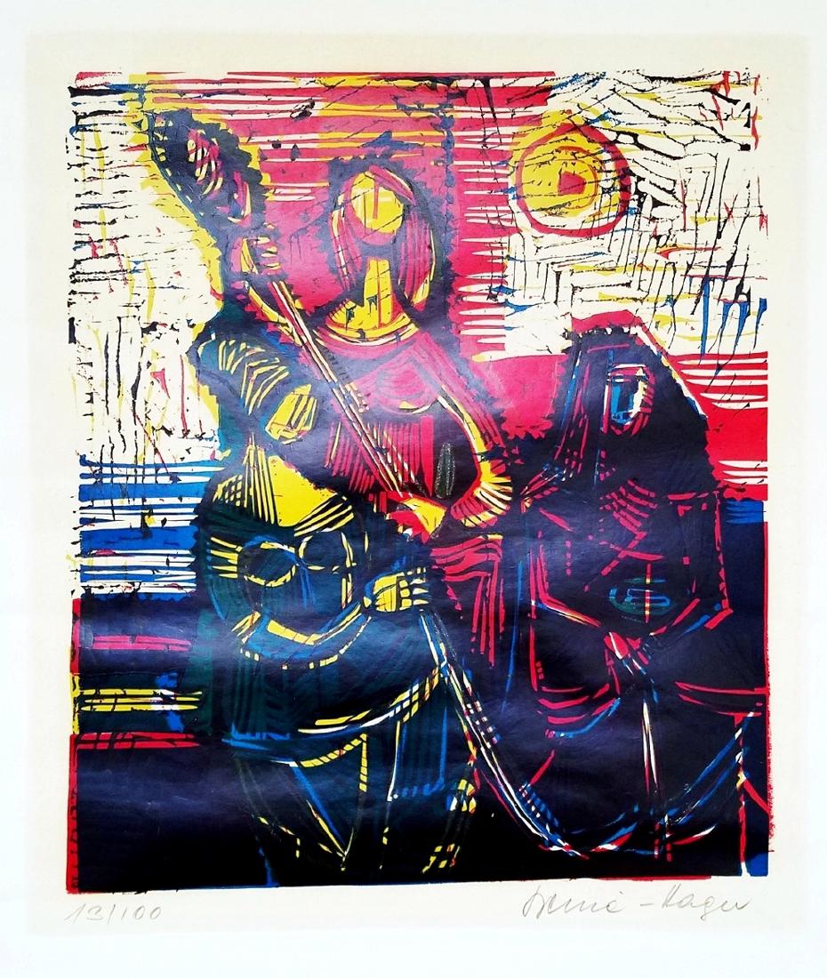 Maria Beine-Hager (German): Trio. c.1965 Color Linocut (1 of 10)