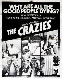 The Crazies: 1973 Original Poster Sci-Fi Horror Movie: The Crazies: the original theatrical 1-sheet movie poster from the 1980 horror, directed by George A. Romero, starring Lynn Lowry. Not a Reprint. NSS Number of 800058 in the lower right. U.S. One She