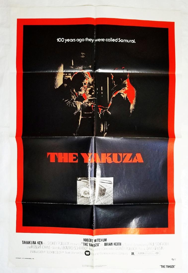 The Yakuza: 1974 Original Advance Noir Movie Poster: The Yakuza: the original theatrical 1-sheet movie poster for the 1974 Japanese-American neo-noir gangster film directed by Sydney Pollack. One Sheet, Stock paper, Production Folds as Issued, Full Size