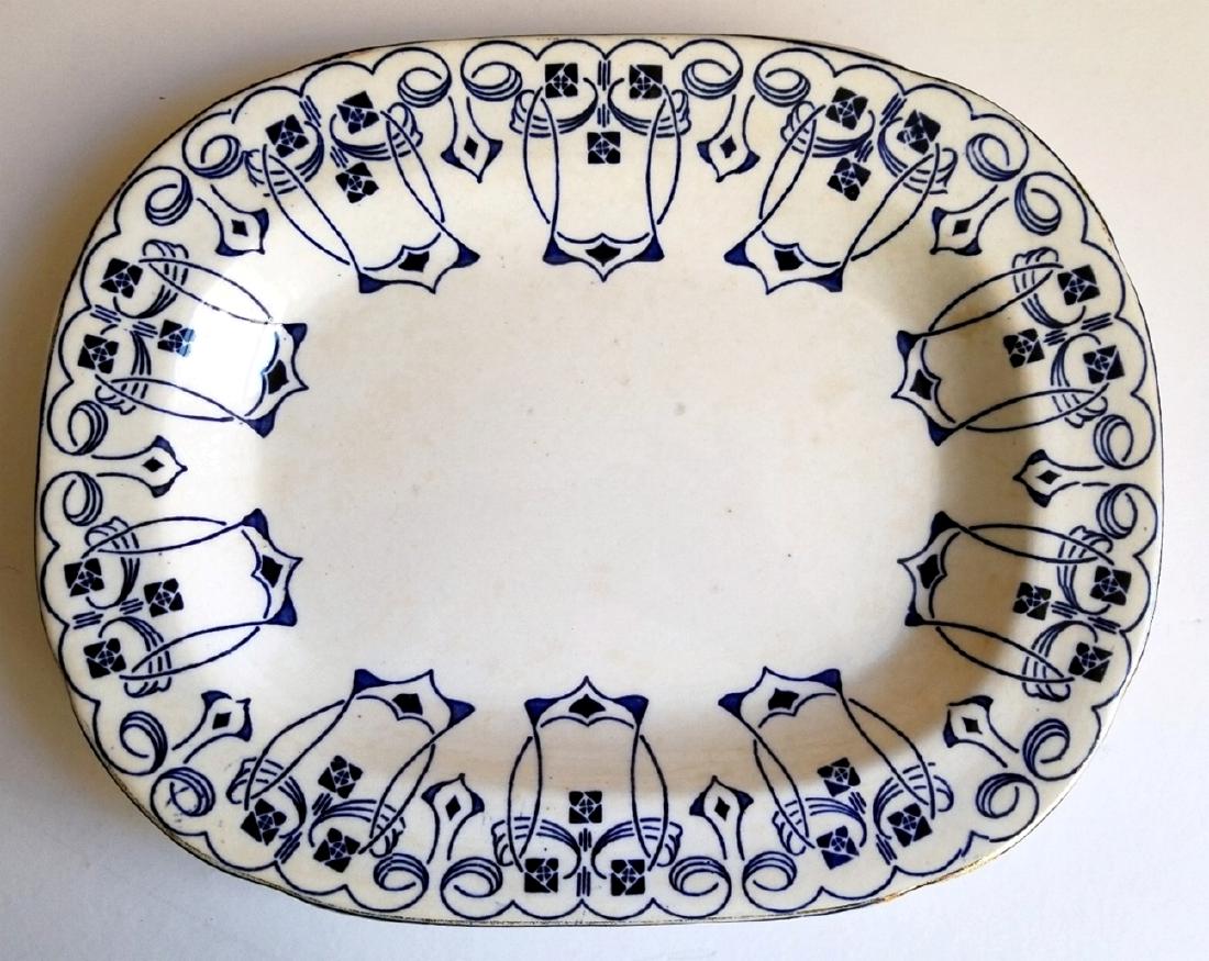 Buffalo Pottery Semi-Vitreous Lucern Platter c.1912: Buffalo Pottery Semi-Vitreous Blue & White Lucern Pattern Platter c.1912 Authentic mark. Strong dark image with well-formed letters. 12 x 9.5 x 1.5 inches. Lucern is probably the rarest semi-vitre