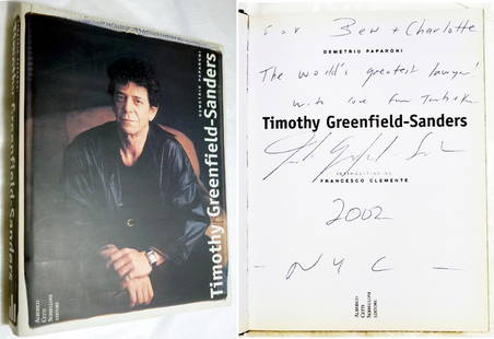 Timothy Greenfield Sanders Portraits. 2001, 1st Edition: Timothy Greenfield-Sanders Portraits First Edition, 2001 Inscribed and Dated by the Artist on the Title page. Printed in Italy, a bilingual Italian and English edition. 13 x 10 inches, 240 pages, lav