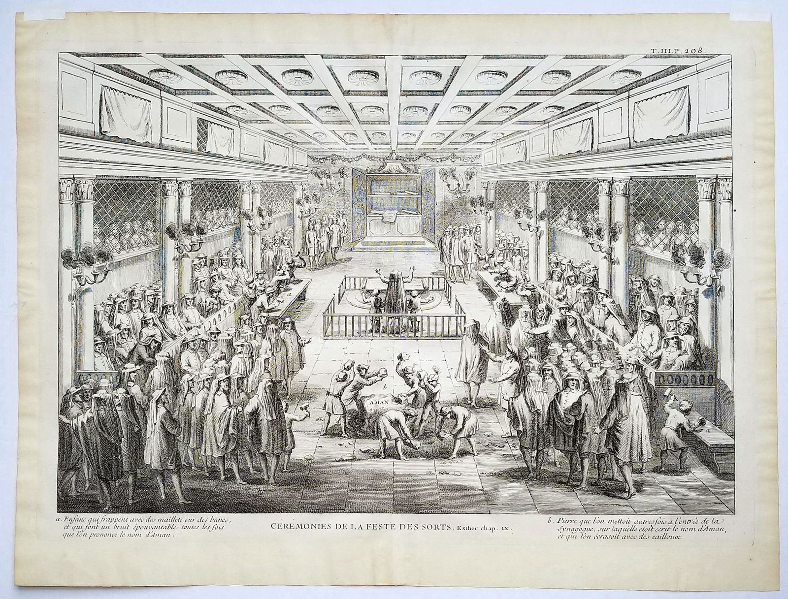 Purim in Amsterdam Synagogue 1720 Engraving (1 of 12)