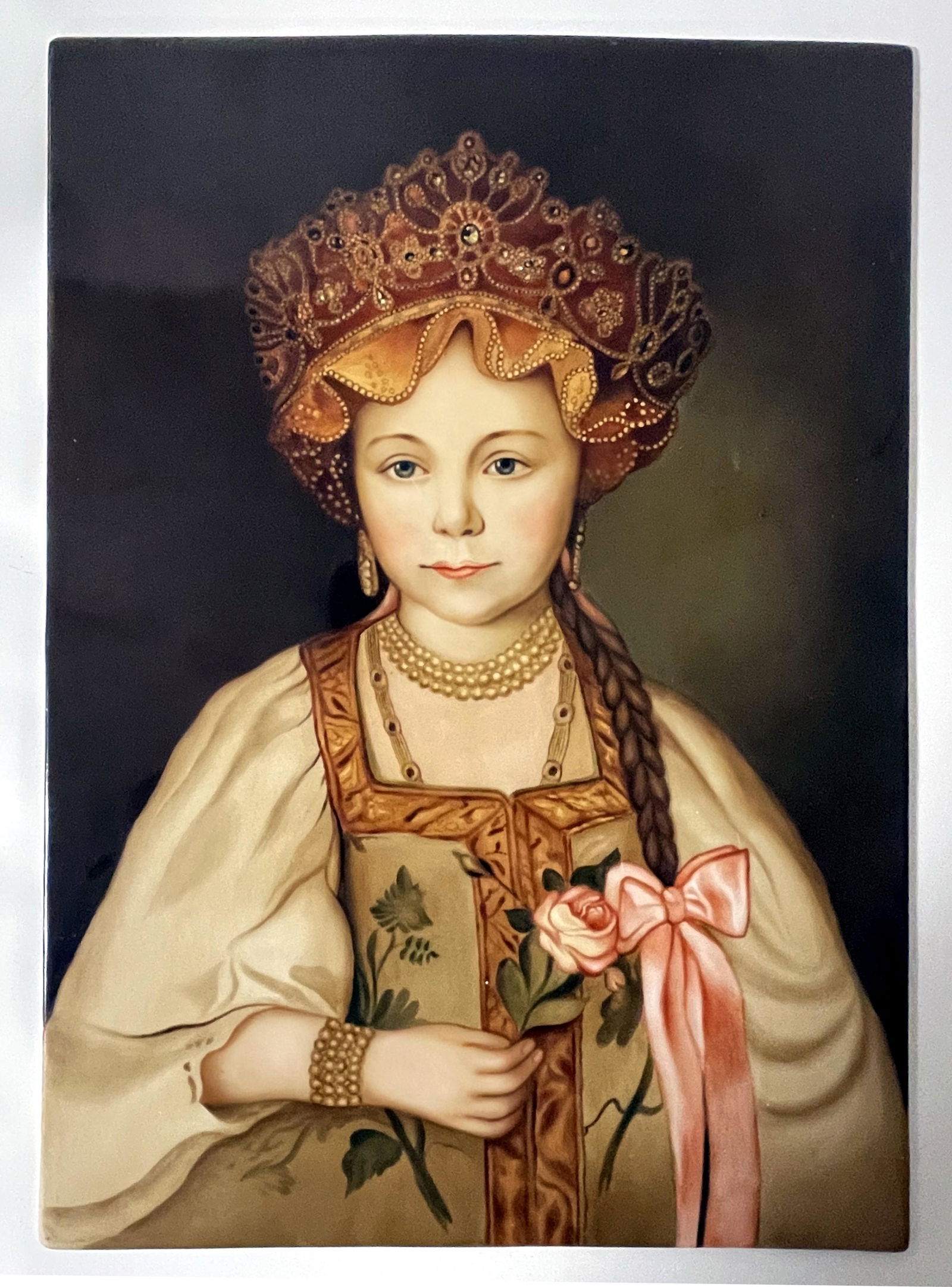 Porcelain Hand-Painted Plaque, 19th Cent. Russia (1 of 5)