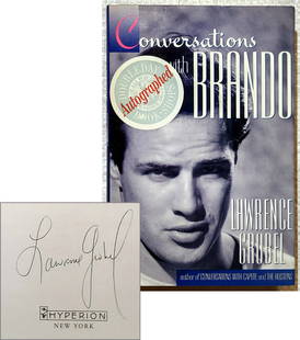 Conversations with Brando 1991 Signed First Edition: Conversations with Brando by Lawrence Grobel. Signed by author at the title page. First Edition Stated, First Printing with full number line, 1991. Published by Hyperion, 1991, NY.