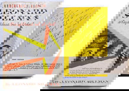 Leonard Sillman, Inscribed 1st Edition: Memoirs 1959: Titled ‘Here Lies Leonard Sillman Straightened Out At Last’. Inscribed by author, Leonard Sillman, on the front end page. First edition, 1959, The Citadel Press, NY. Detroit native Sillman was a B