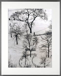 André Kertész: Washington Square, Winter 1954 Gelatin Silver Photograph: Andre Kertesz: Washington Square, Winter, 1954 Gelatin silver print, printed later. Inscribed Andre Kertesz in ink over pencil on verso (not a signature) Sheet: 13 15/16 x 10 1/4 in. Andre Kertesz (Am