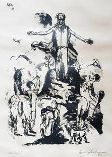 Ignaz Kaufmann: Prophet, 1921 Woodcut: Ignaz Kaufmann: Prophet, 1921 Signed in Spanish by Ignaz Kaufmann, with personal monogram KFM, dated 1921 Dimensions: Sheet 21 x 15.5 inches. Ignaz Kaufmann (1885 - 1975) was a German-British expressi