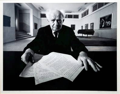 Arnold Newman: David Ben-Gurion 1967 Signed Photograph: Arnold Newman (American, 1918-2006): David Ben Gurion, Tel Aviv, Israel, 1967. Gelatin silver photograph, signed, titled and dated in pencil in the lower margin; Dimensions: Sheet 10 ¼ x 13 &fr
