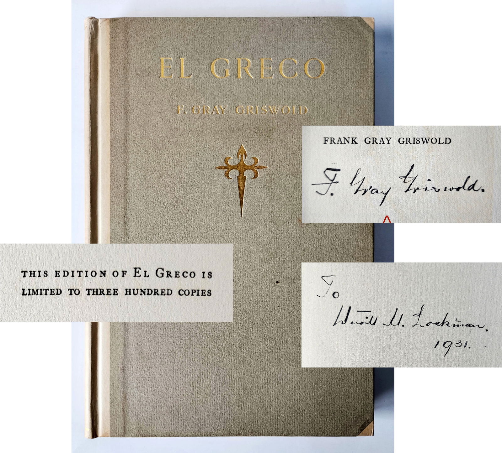 Frank Gray Griswold (Signed/Inscribed): El Greco 1930 Ed.300 (1 of 9)
