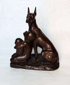 Edward Mansky: The Guarding Dog, 1929 Patinated Bronze
