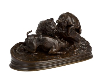 Pierre-Jules Mêne: Chasse au Lapin c.1870s Patinated Bronze