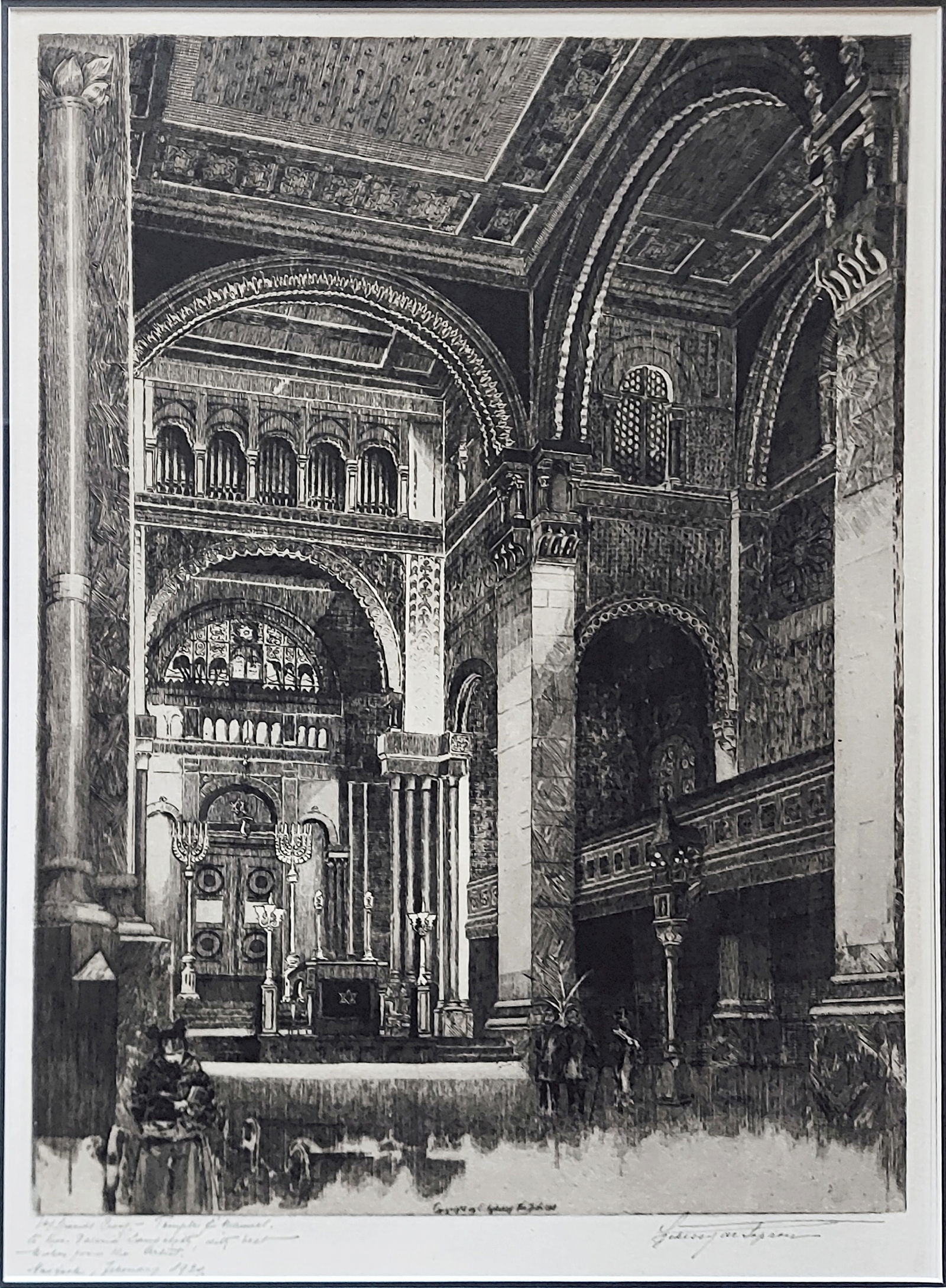 Curt Szekessy: Temple Emanuel, NY 1918 Artist Proof Etching (1 of 4)