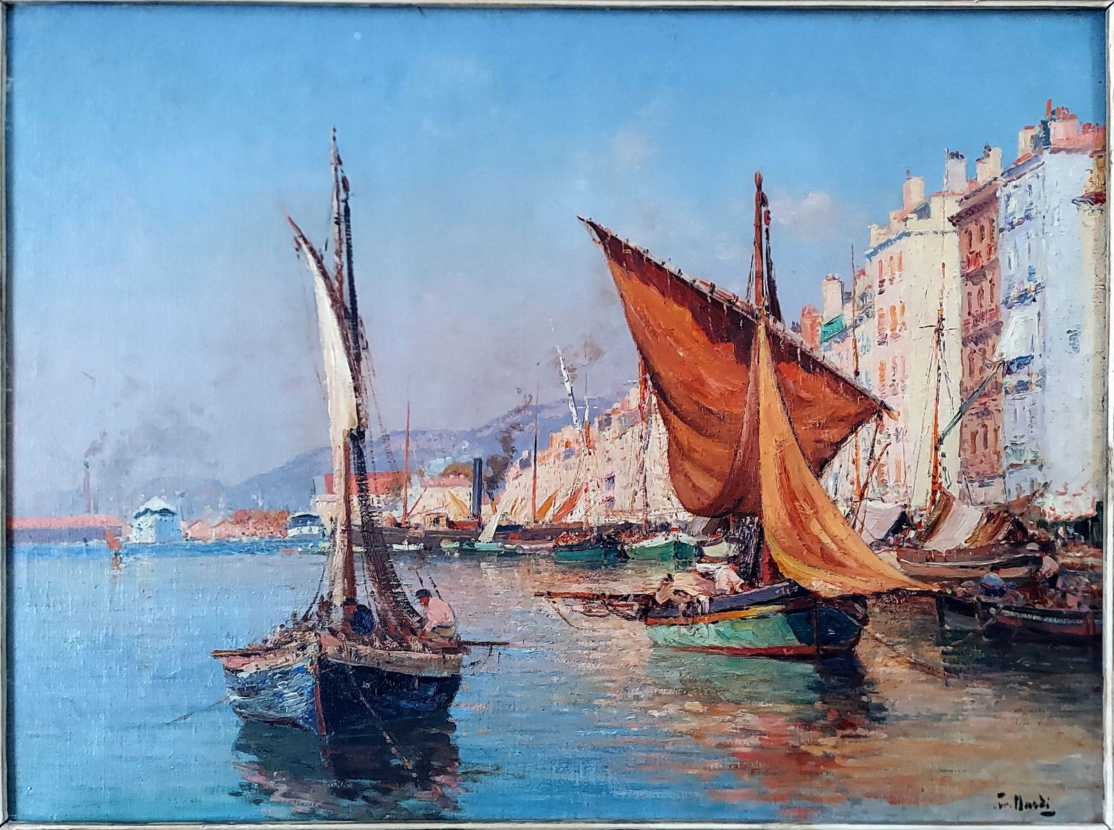 François Nardi: The Port of Toulon, Oil on Canvas 1900s (1 of 7)