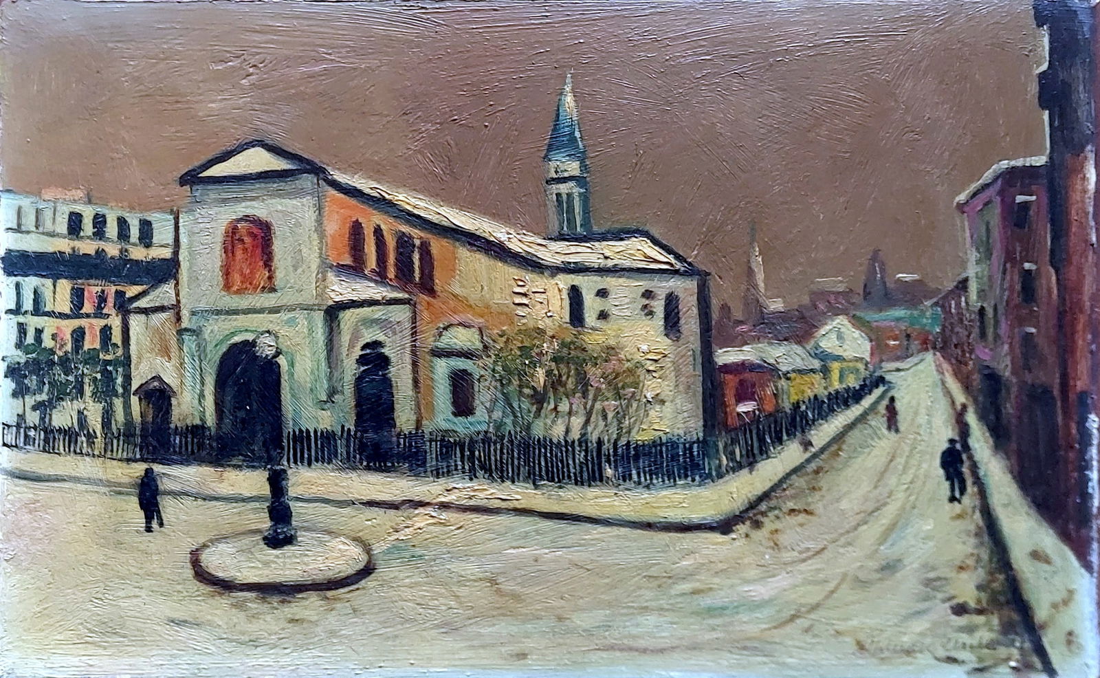 After Maurice Utrillo Eglise de Clignancourt, Oil on Masonite (1 of 4)