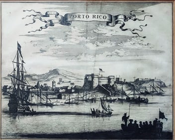 Porto Rico (San Juan) 1671 Engraving by Arnoldus Montanus