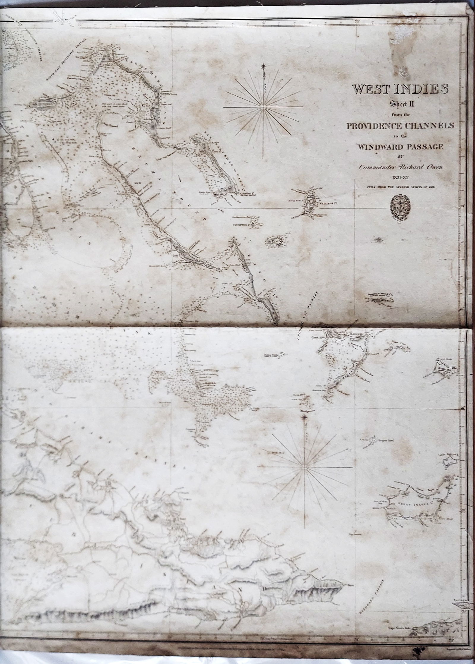 West Indies, Providence, Windward, Cuba 1834 British Admiralty Map (1 of 3)