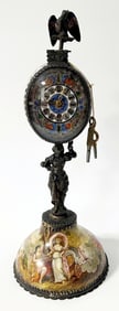 Austrian Silver & Enamel Clock, Rudolf Linke 1880s