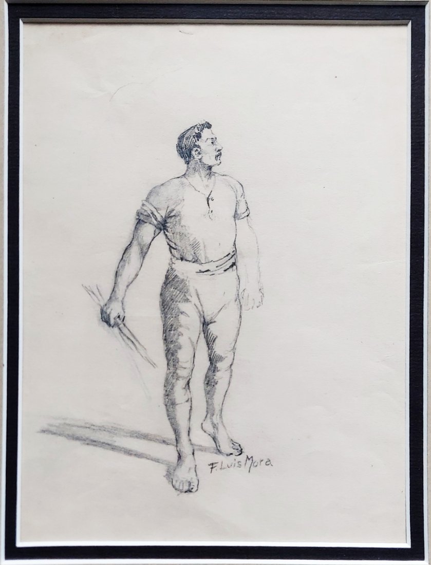 Francis Luis Mora: Athlete, 1888 Pencil Drawing (1 of 5)