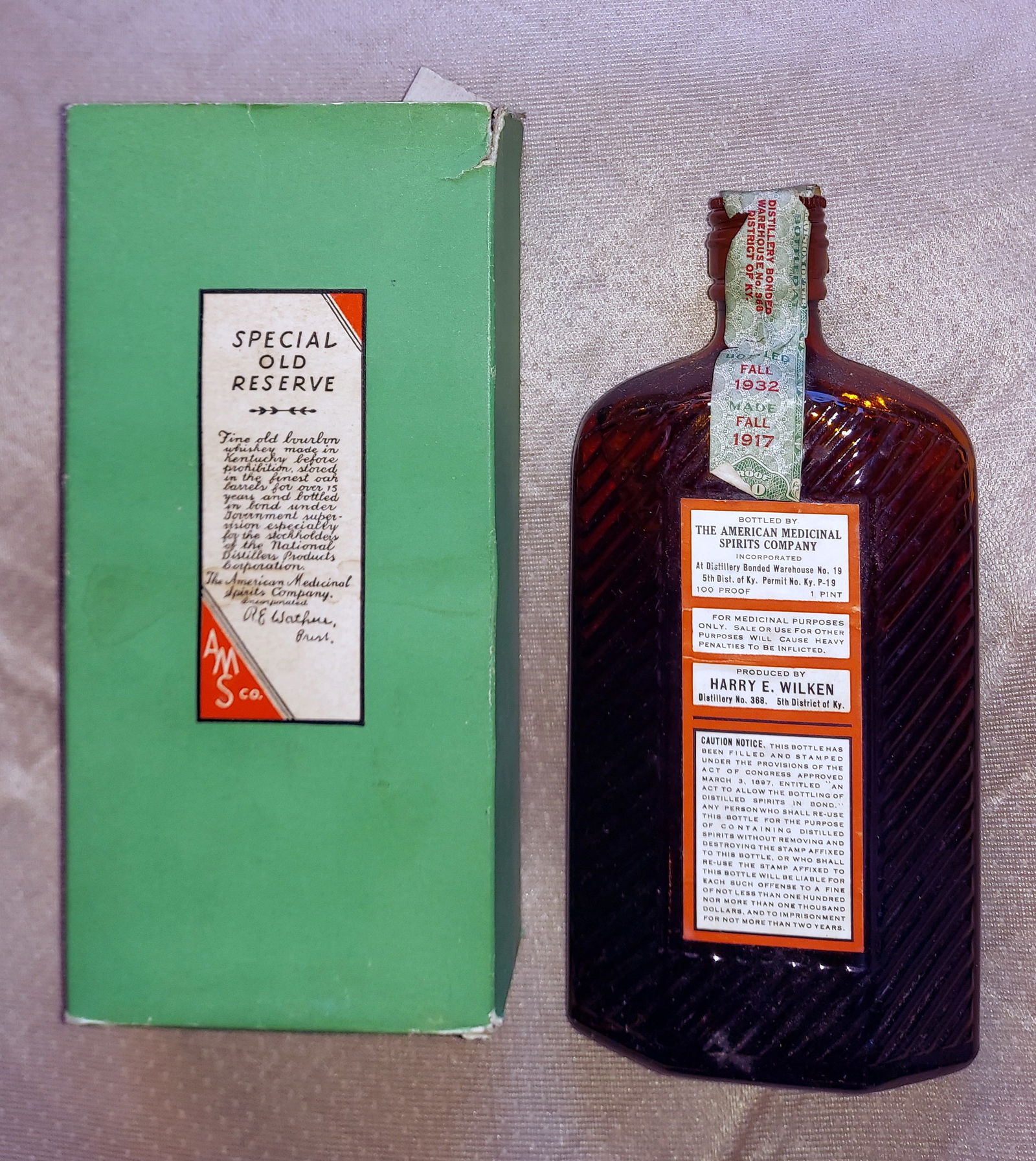 Pre-Prohibition 1917 Old Reserve Bourbon Bottled In Bond 1932 (1 of 7)