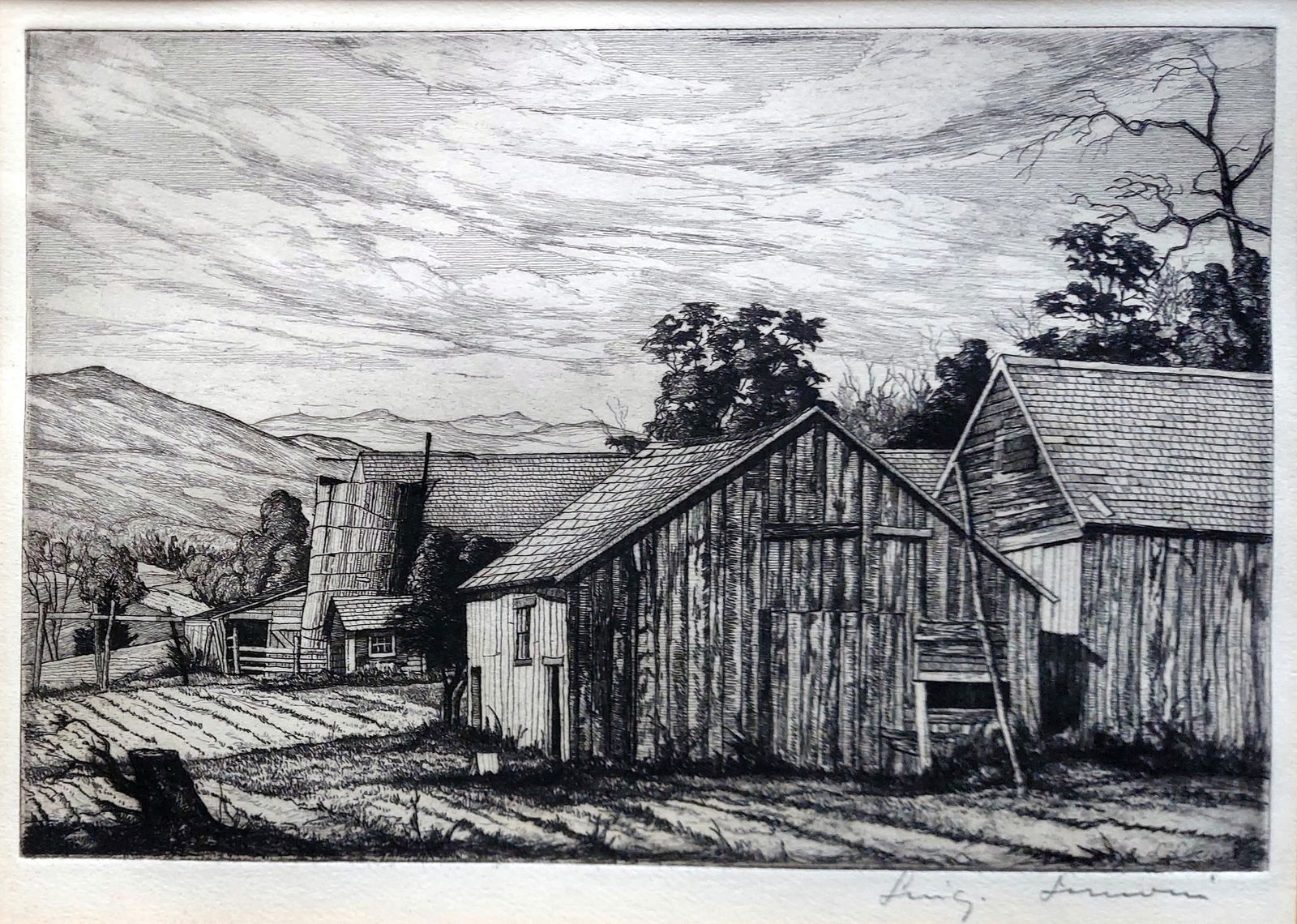Luigi Lucioni: New England Pastoral, 1939 Etching Ed.250 (1 of 4)