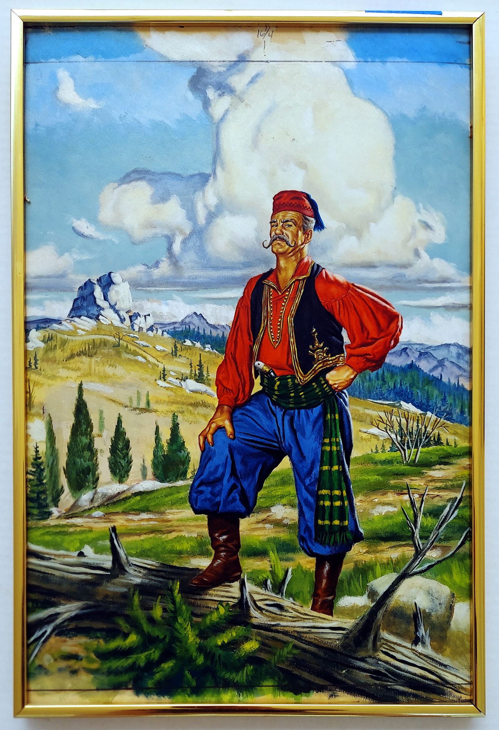 Norman Nodel: King of the Mountains 1955 Original Comic Cover Layout, Acrylic on Cardboard (1 of 7)