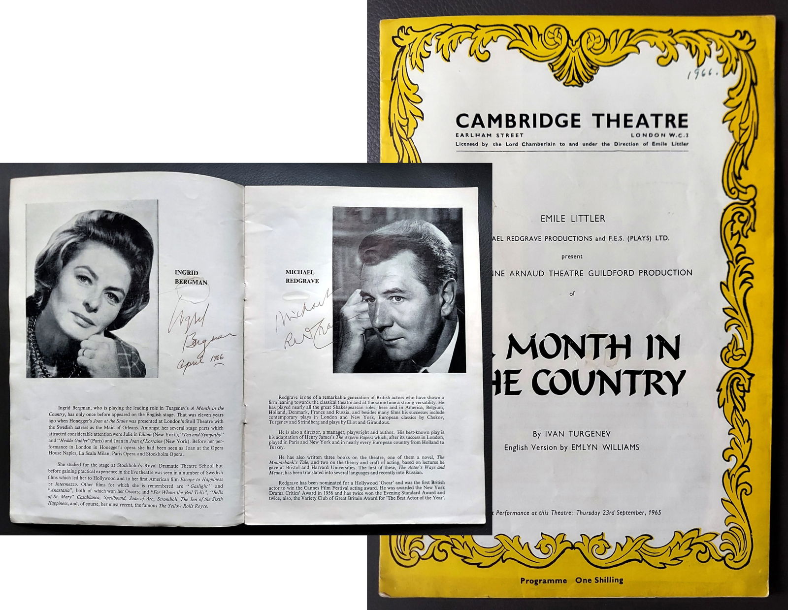 Signed by Ingrid Bergman, Michael Redgrave, Emlyn Williams, Jeremy Brett (1 of 7)