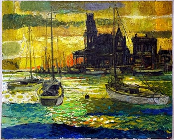 Edwin W. Becker: Provincetown View, Oil/Panel 1960s